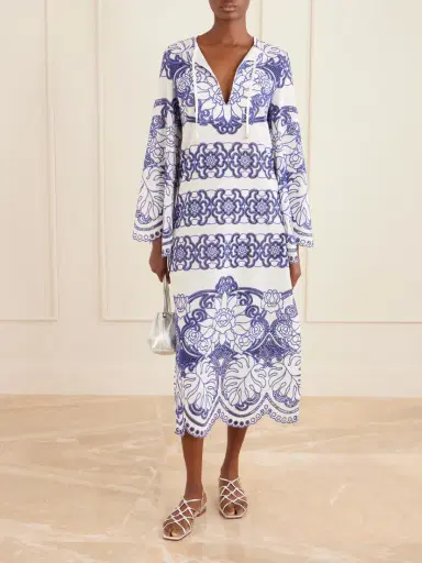 Borgo de Nor Clea Scalloped Broderie Anglaise Cotton-blend Midi Dress | Thumbnail 2