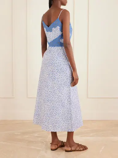 Loretta Caponi Palmira Floral-print Lace-trimmed Cotton Maxi Dress | Thumbnail 3
