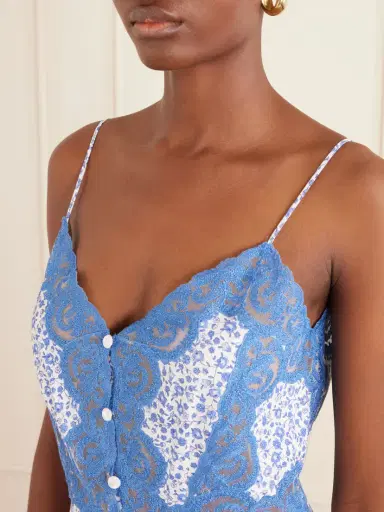 Loretta Caponi Palmira Floral-print Lace-trimmed Cotton Maxi Dress | Thumbnail 4