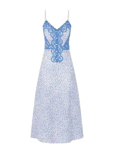 Loretta Caponi Palmira Floral-print Lace-trimmed Cotton Maxi Dress | Thumbnail 1