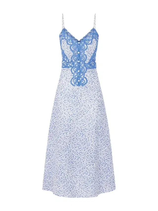 Palmira Floral-print Lace-trimmed Cotton Maxi Dress