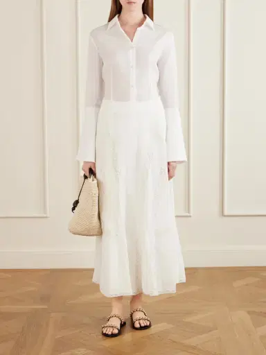Loretta Caponi Vieste Lace-trimmed Cotton-muslin Maxi Skirt | Thumbnail 2 Loretta Caponi Vieste Lace-trimmed Cotton-muslin Maxi Skirt | Thumbnail 2
