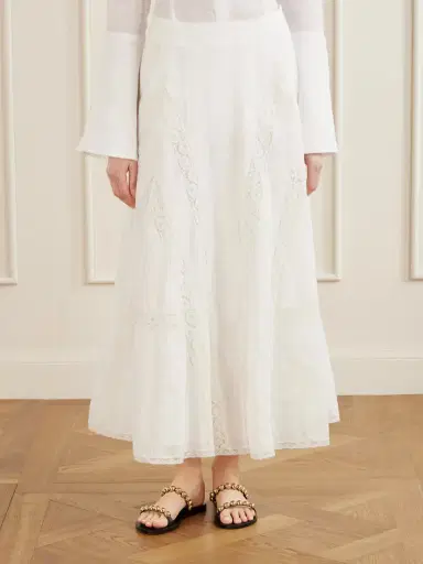 Loretta Caponi Vieste Lace-trimmed Cotton-muslin Maxi Skirt | Thumbnail 3 Loretta Caponi Vieste Lace-trimmed Cotton-muslin Maxi Skirt | Thumbnail 3