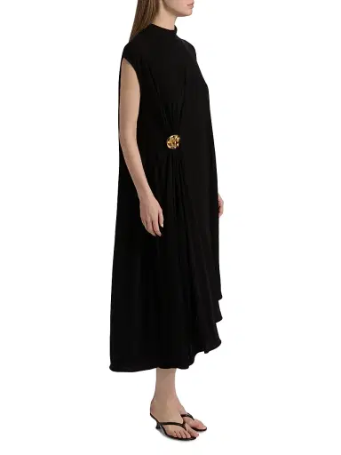Bottega Veneta Women's Abstract Face Crêpe Midi-Dress - Black - Size 12 | Thumbnail 3 Bottega Veneta Women's Abstract Face Crêpe Midi-Dress - Black - Size 12 | Thumbnail 3