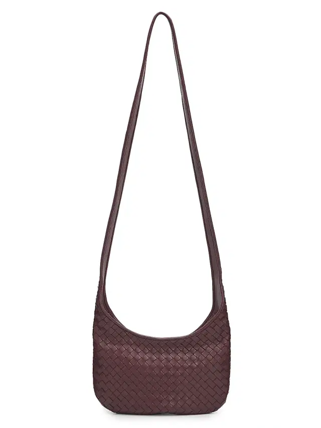 Bottega Veneta Men's Veneto  Intrecciato Leather Crossbody Bag - Deep Mahogany Silver