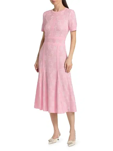 Misook Women's Botanical Intarsia-Knit Fit-&-Flare Maxi Dress - Cherry Blossom White - Size XXL | Thumbnail 3 Misook Women's Botanical Intarsia-Knit Fit-&-Flare Maxi Dress - Cherry Blossom White - Size XXL | Thumbnail 3