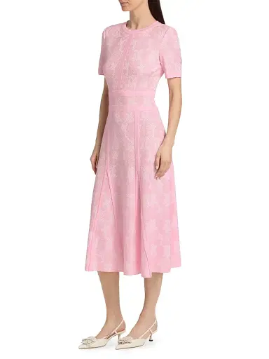 Misook Women's Botanical Intarsia-Knit Fit-&-Flare Maxi Dress - Cherry Blossom White - Size XXL | Thumbnail 4 Misook Women's Botanical Intarsia-Knit Fit-&-Flare Maxi Dress - Cherry Blossom White - Size XXL | Thumbnail 4