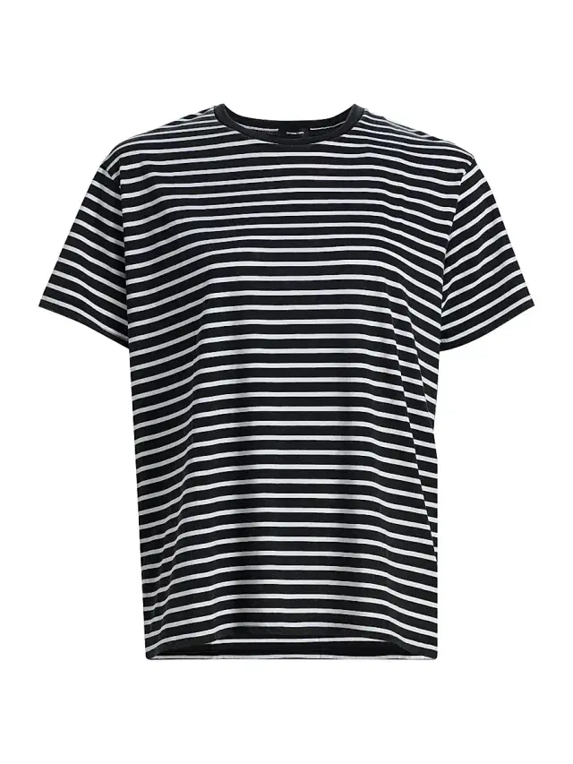 R13 Women's Striped Cotton Boy T-Shirt - Black With White Stripe