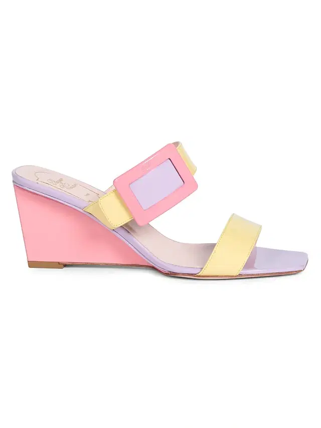 Roger Vivier Women's Belle 60MM Patent Leather Wedge Mules - Pastel Multi Color