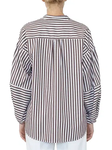 Callas Milano Women's Keaton Shirt with Lantern Sleeves - Brown White | Thumbnail 4 Callas Milano Women's Keaton Shirt with Lantern Sleeves - Brown White | Thumbnail 4