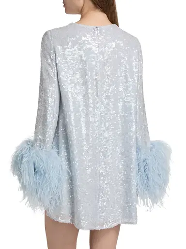Lapointe Women's Sequined Feather-Cuff Shift Minidress | Thumbnail 5 Lapointe Women's Sequined Feather-Cuff Shift Minidress | Thumbnail 5