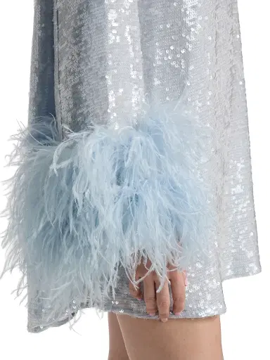 Lapointe Women's Sequined Feather-Cuff Shift Minidress | Thumbnail 6 Lapointe Women's Sequined Feather-Cuff Shift Minidress | Thumbnail 6