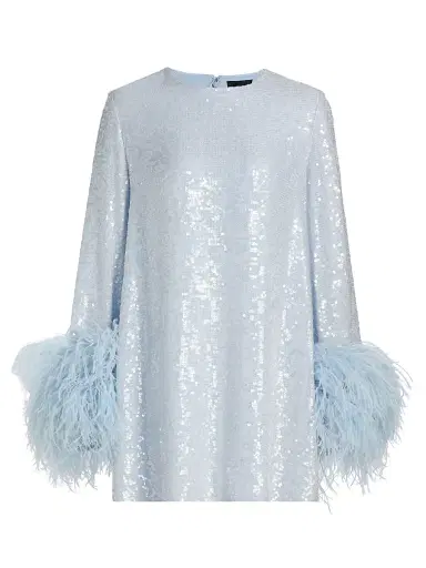 Lapointe Women's Sequined Feather-Cuff Shift Minidress | Thumbnail 1 Lapointe Women's Sequined Feather-Cuff Shift Minidress | Thumbnail 1
