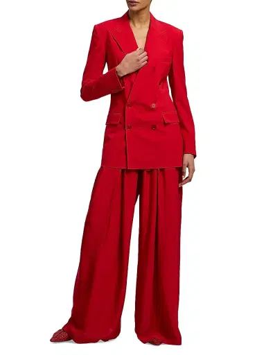 Ralph Lauren Collection Women's Vannesa Satin Wide-Leg Pants - Bright Red | Thumbnail 2