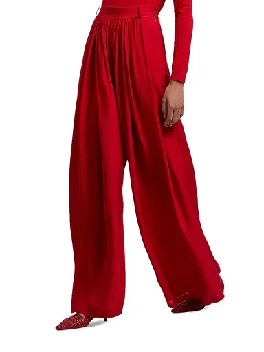 Ralph Lauren Collection Women's Vannesa Satin Wide-Leg Pants - Bright Red | Thumbnail 3