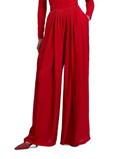 Ralph Lauren Collection Women's Vannesa Satin Wide-Leg Pants - Bright Red | Thumbnail 1