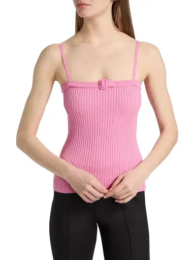 Courrèges Women's Buckle Rib-Knit Top - Party Pink | Thumbnail 3