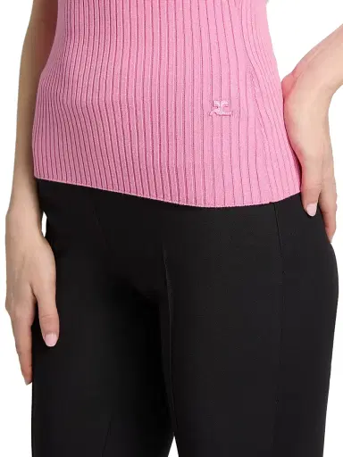 Courrèges Women's Buckle Rib-Knit Top - Party Pink | Thumbnail 6