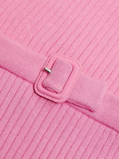 Courrèges Women's Buckle Rib-Knit Top - Party Pink | Thumbnail 7