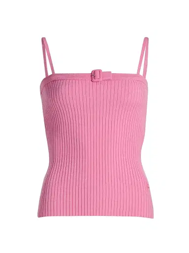 Courrèges Women's Buckle Rib-Knit Top - Party Pink | Thumbnail 1