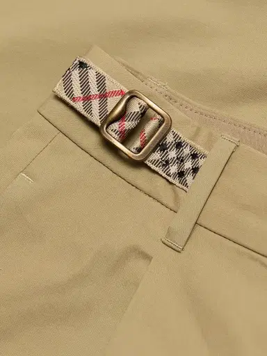Burberry Women's Raina Check-Trim Cotton Poplin Shorts - Sparrow Beige - Size 14 | Thumbnail 7