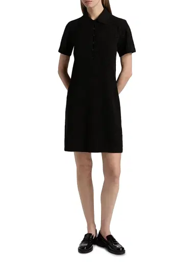 Burberry Women's Dina Check-Knit Wool-Silk Polo Shirtdress - Black - Size XXS | Thumbnail 2