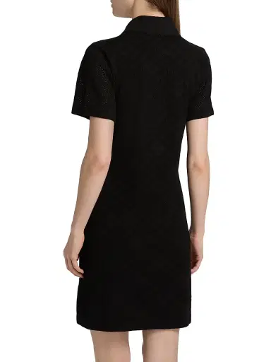 Burberry Women's Dina Check-Knit Wool-Silk Polo Shirtdress - Black - Size XXS | Thumbnail 5