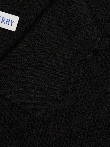 Burberry Women's Dina Check-Knit Wool-Silk Polo Shirtdress - Black - Size XXS | Thumbnail 7