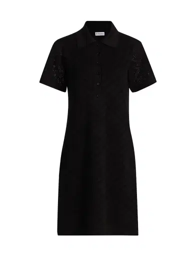 Burberry Women's Dina Check-Knit Wool-Silk Polo Shirtdress - Black - Size XXS | Thumbnail 1