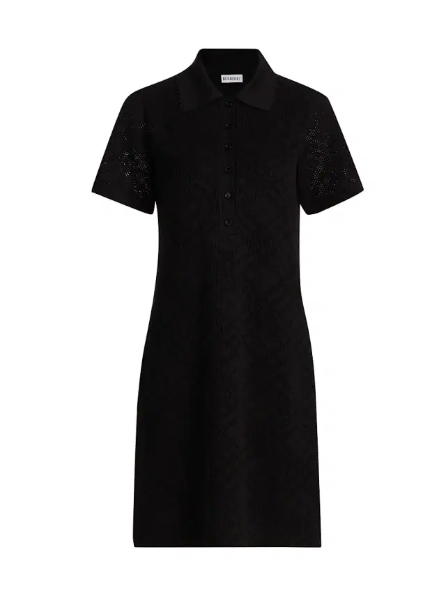 Women's Dina Check-Knit Wool-Silk Polo Shirtdress - Black