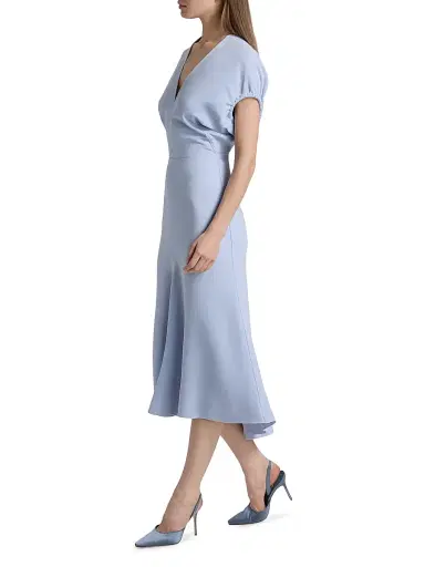 Victoria Beckham Women's Blouson Detail Midi-Dress - Cloud Blue | Thumbnail 2 Victoria Beckham Women's Blouson Detail Midi-Dress - Cloud Blue | Thumbnail 2