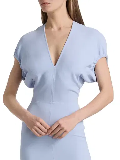 Victoria Beckham Women's Blouson Detail Midi-Dress - Cloud Blue | Thumbnail 6 Victoria Beckham Women's Blouson Detail Midi-Dress - Cloud Blue | Thumbnail 6