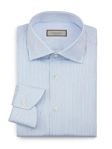 Canali Men's Striped Cotton Dress Shirt - Blue White | Thumbnail 1
