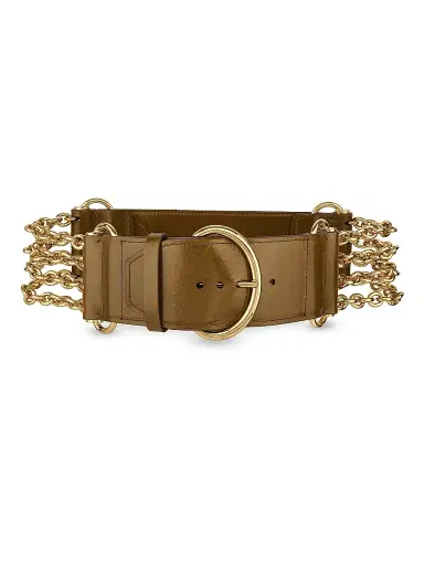 Chloé Women's Camera Chain Leather Belt - Dark Khaki | Thumbnail 1