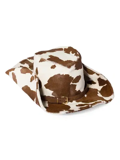 Miu Miu Women's Printed Leather Cowboy Hat - White - Size Medium | Thumbnail 1 Miu Miu Women's Printed Leather Cowboy Hat - White - Size Medium | Thumbnail 1