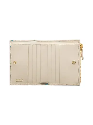 Prada Women's Printed Saffiano Leather Wallet - Beige Khaki | Thumbnail 2 Prada Women's Printed Saffiano Leather Wallet - Beige Khaki | Thumbnail 2