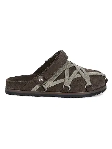 Rick Owens Little Kid's & Kid's Lace-Embellished Suede Slides | Thumbnail 1 Rick Owens Little Kid's & Kid's Lace-Embellished Suede Slides | Thumbnail 1
