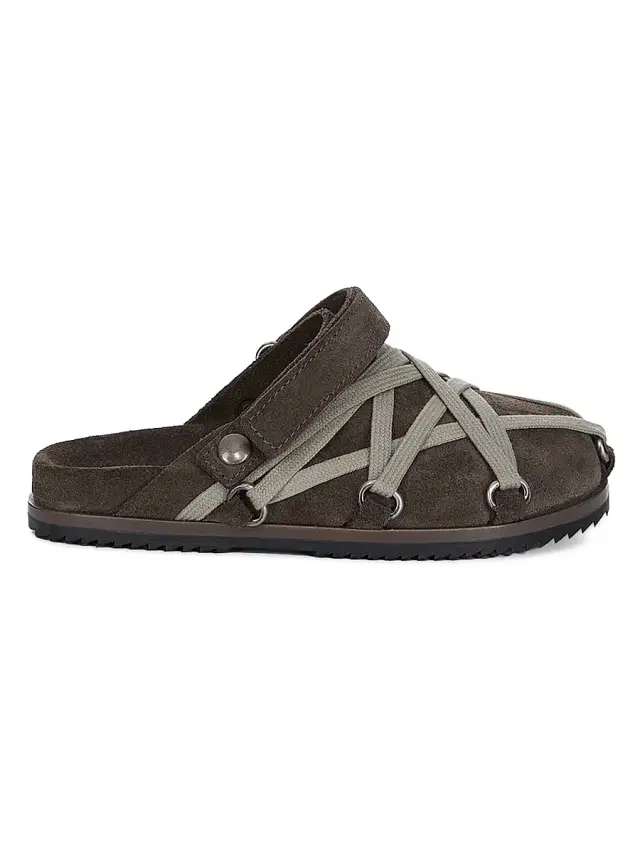 Rick Owens Little Kid's & Kid's Lace-Embellished Suede Slides - Dust 3.5 (Child) Sandals