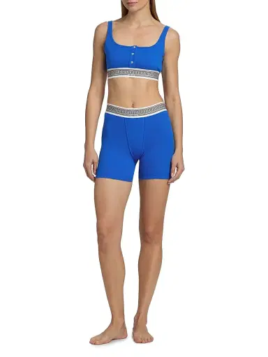 Versace Women's Ciclista Cotton Rib-Knit Trunks - Blue - Size XL | Thumbnail 2 Versace Women's Ciclista Cotton Rib-Knit Trunks - Blue - Size XL | Thumbnail 2