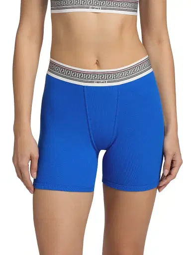 Versace Women's Ciclista Cotton Rib-Knit Trunks - Blue - Size XL | Thumbnail 3 Versace Women's Ciclista Cotton Rib-Knit Trunks - Blue - Size XL | Thumbnail 3