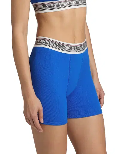 Versace Women's Ciclista Cotton Rib-Knit Trunks - Blue - Size XL | Thumbnail 4 Versace Women's Ciclista Cotton Rib-Knit Trunks - Blue - Size XL | Thumbnail 4