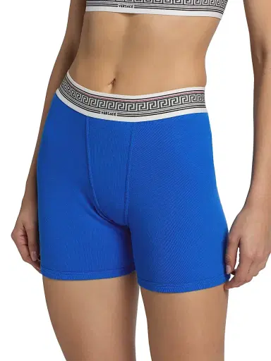 Versace Women's Ciclista Cotton Rib-Knit Trunks - Blue - Size XL | Thumbnail 6 Versace Women's Ciclista Cotton Rib-Knit Trunks - Blue - Size XL | Thumbnail 6