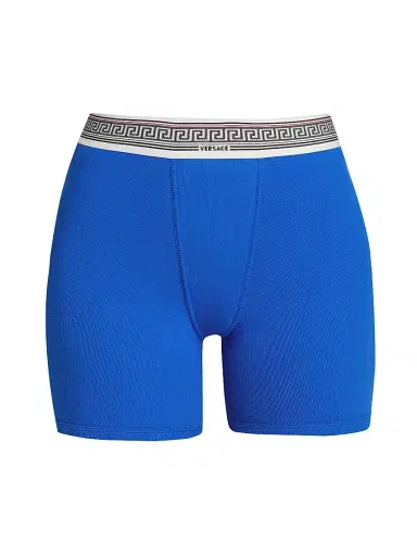 Versace Women's Ciclista Cotton Rib-Knit Trunks - Blue - Size XL | Thumbnail 1 Versace Women's Ciclista Cotton Rib-Knit Trunks - Blue - Size XL | Thumbnail 1