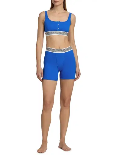 Versace Women's Ribbed Greca Bralette - Blue - Size XL | Thumbnail 2