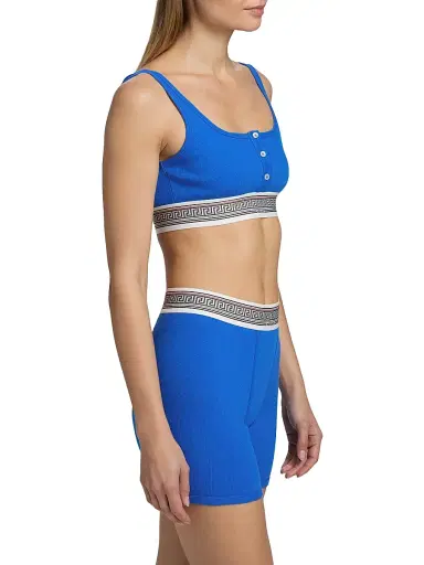 Versace Women's Ribbed Greca Bralette - Blue - Size XL | Thumbnail 4