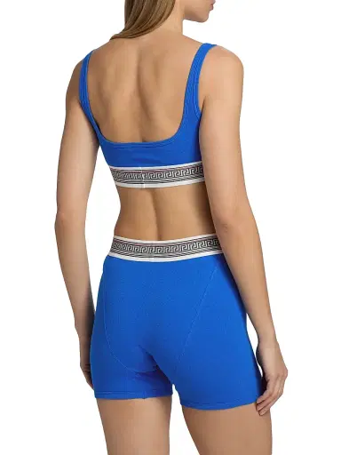 Versace Women's Ribbed Greca Bralette - Blue - Size XL | Thumbnail 5