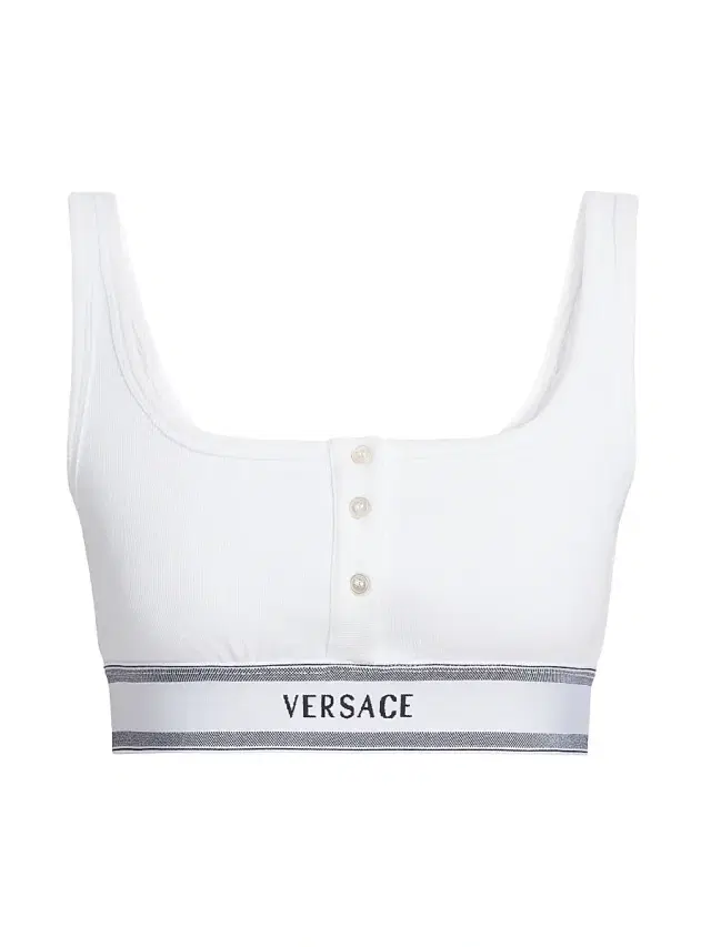 Versace Women's Bio Cotton Rib-Knit Bra - White