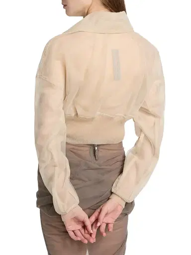 Rick Owens Women's Dracucollar Mesh Crop Bomber Jacket - Sand - Size 2 | Thumbnail 5
