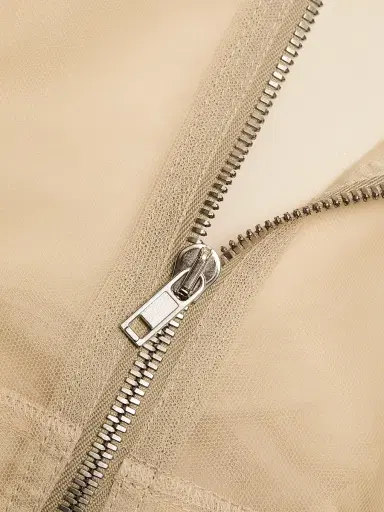 Rick Owens Women's Dracucollar Mesh Crop Bomber Jacket - Sand - Size 2 | Thumbnail 7