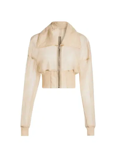 Rick Owens Women's Dracucollar Mesh Crop Bomber Jacket - Sand - Size 2 | Thumbnail 1